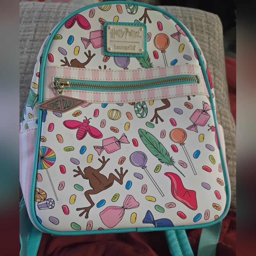 Loungefly White Mini Backpack with Candy Print